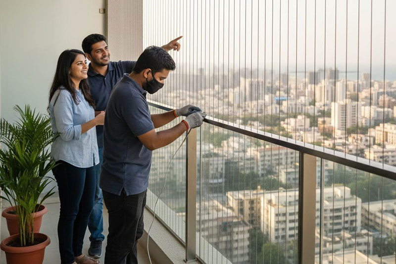 Professional installation team at work